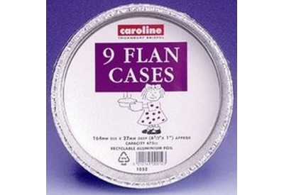 Caroline Foil Flan Cases (475ml capacity ♦ 164mm / 6.45" x 27mm / 1.06") pack of 9